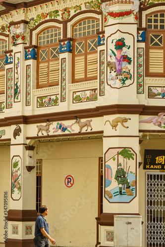 Photography in the Geylang district rue Lorong 19 an old Chinese Shophouse with a very deco