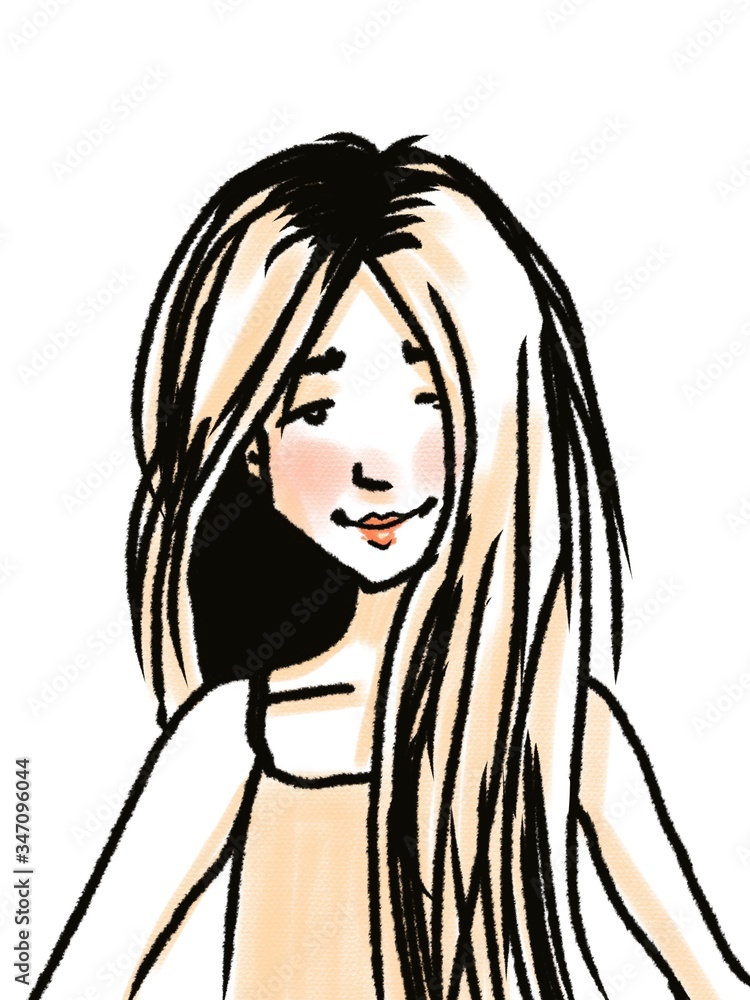 cartoon character cute teenager girl portrait isolated on white cartoon character cute teenager girl portrait isolated on white