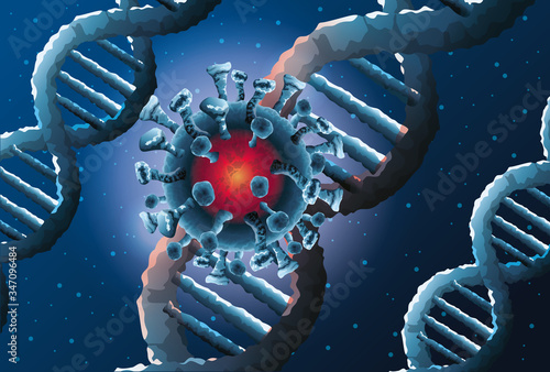 covid19 pandemic particles and dna molecules pattern