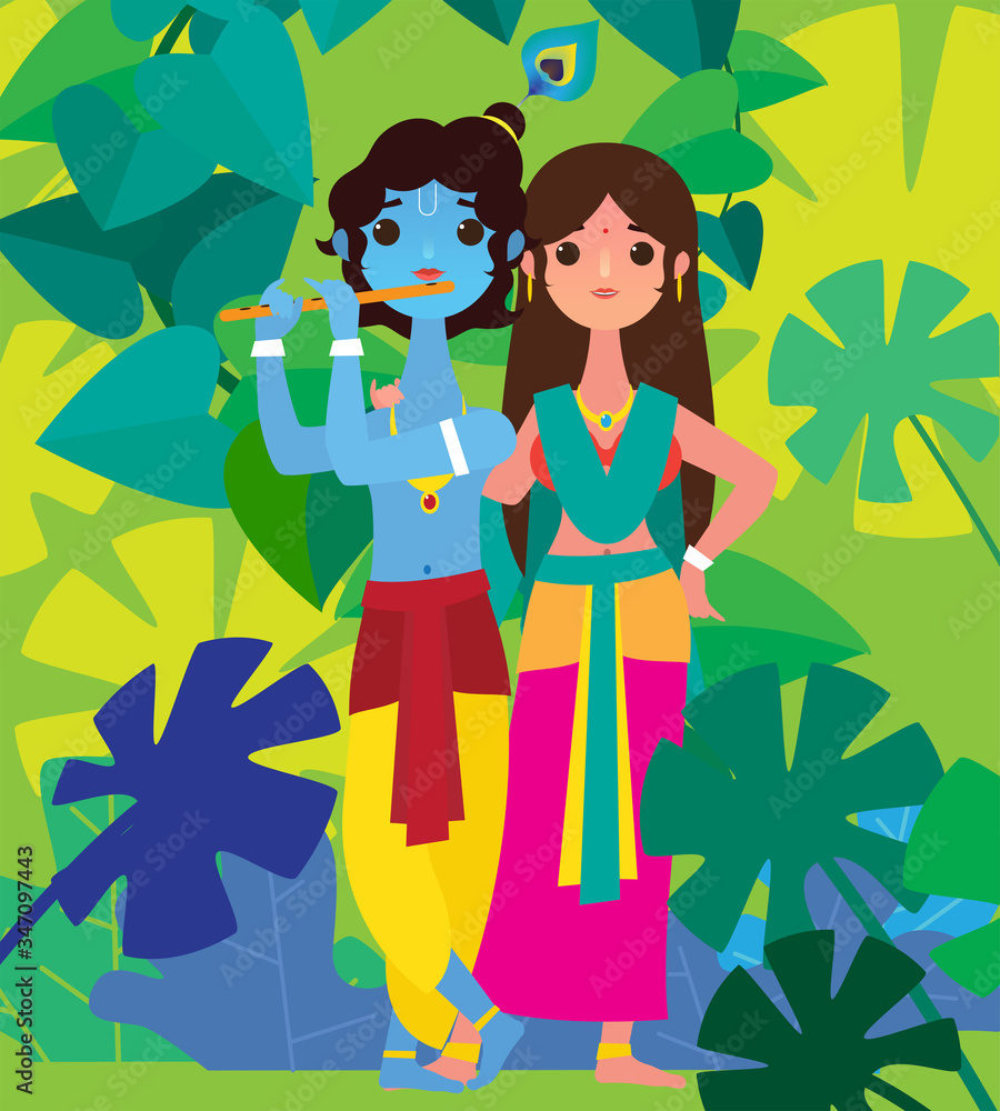 Illustration of Hindu goddess Radha and Lord Krishna, Fresh background, Indian God, vector illustration of Lord Krishna and Radha, Krishna playing flute Illustration of Hindu goddess Radha and Lord Krishna, Fresh background, Indian God, vector illustration of Lord Krishna and Radha, Krishna playing flute