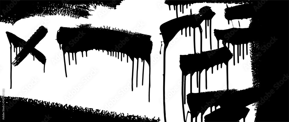Naklejka premium various black streaks from the wall, graffiti, cross, spots (vector )