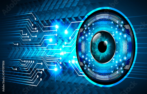 Blue eye cyber circuit future technology concept background