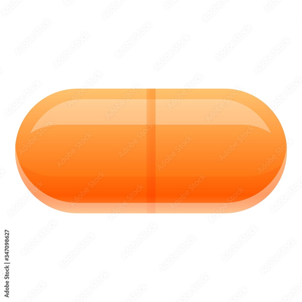 Fish oil capsule icon. Cartoon of fish oil capsule vector icon for web design isolated on white background Fish oil capsule icon. Cartoon of fish oil capsule vector icon for web design isolated on white background