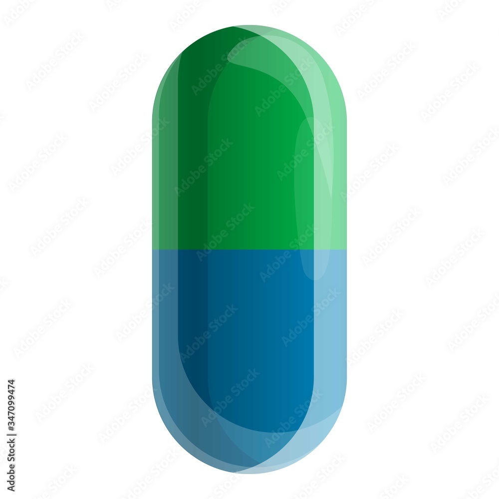 Green blue capsule icon. Cartoon of green blue capsule vector icon for web design isolated on white background Green blue capsule icon. Cartoon of green blue capsule vector icon for web design isolated on white background