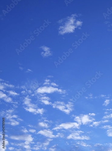 Beautiful Blue Sky with Fluffy White Clouds