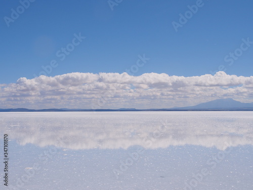 The world's largest salt flat, Uyuni Salt Flat, Salar de Uyuni, Bolivia. Copy space for text