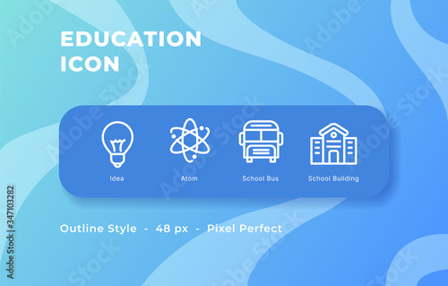 Education icon set with out line style modern vector