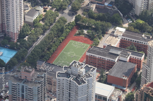 Photography Stade de foot d'une zone résidentielle à Shanghai, Chine