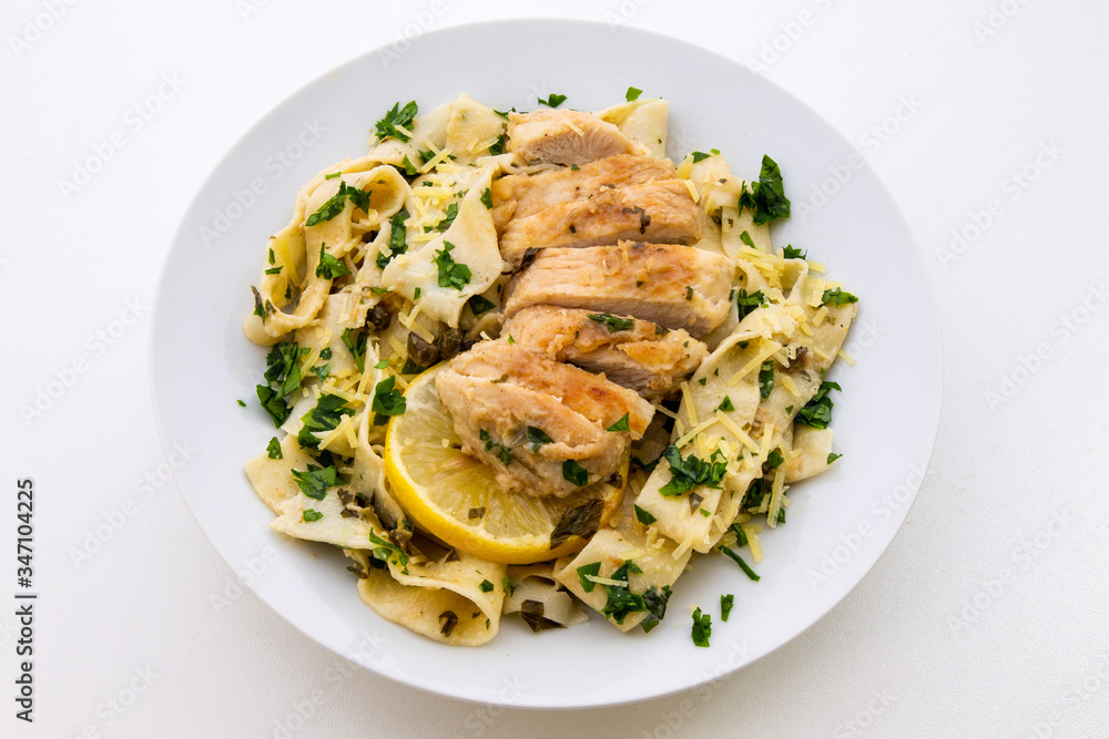 Italian lemon chicken piccata creamy pappardelle Italian lemon chicken piccata creamy pappardelle