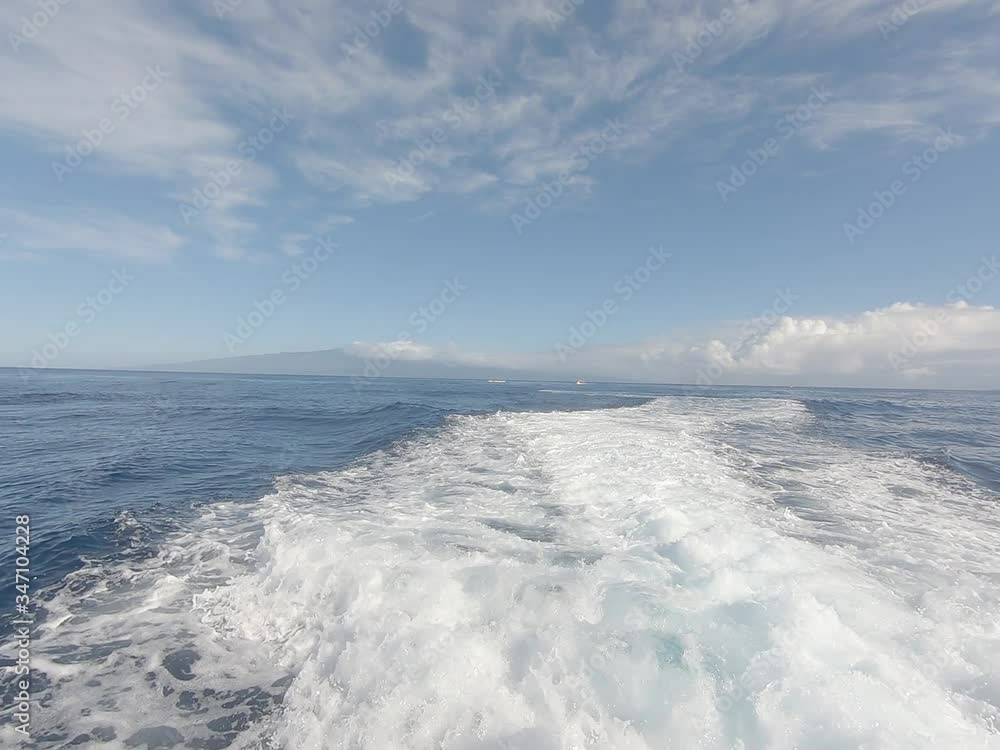 The bubble from the wake left behind a boat going from Maui to Lanai The bubble from the wake left behind a boat going from Maui to Lanai