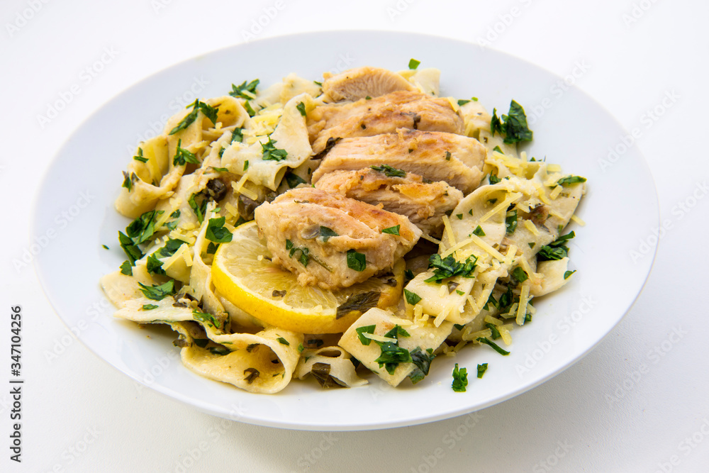 Italian lemon chicken piccata creamy pappardelle Italian lemon chicken piccata creamy pappardelle