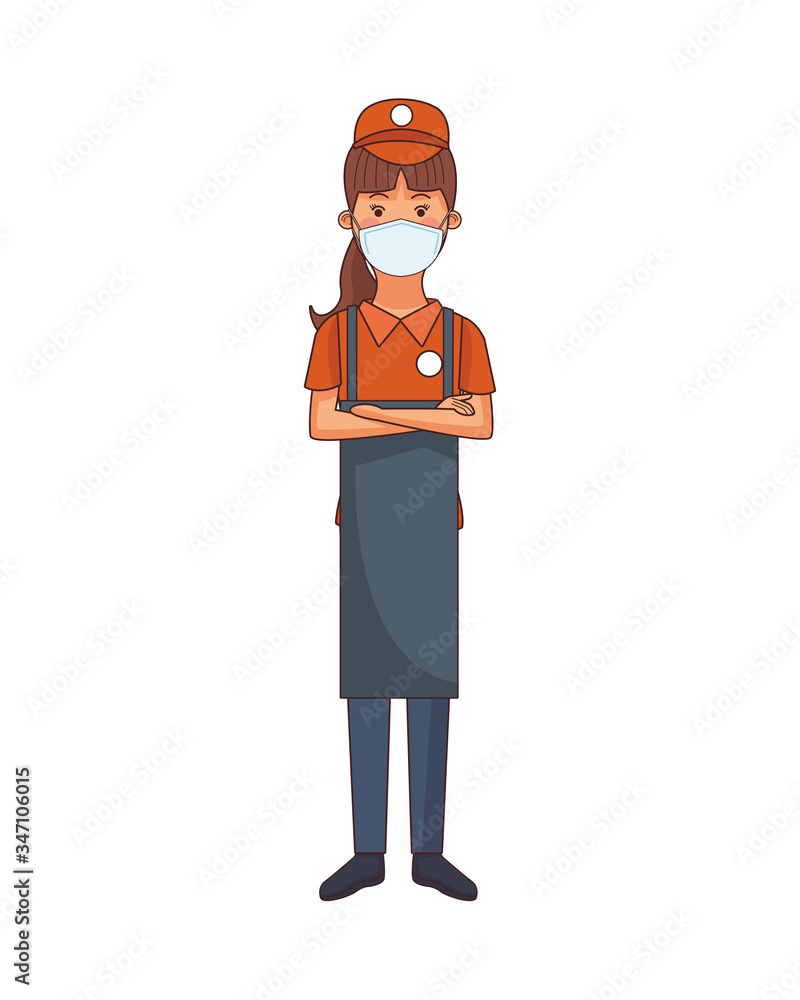 restaurant attendant worker profession using face mask