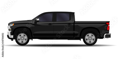 realistic car. truck, pickup. side view.