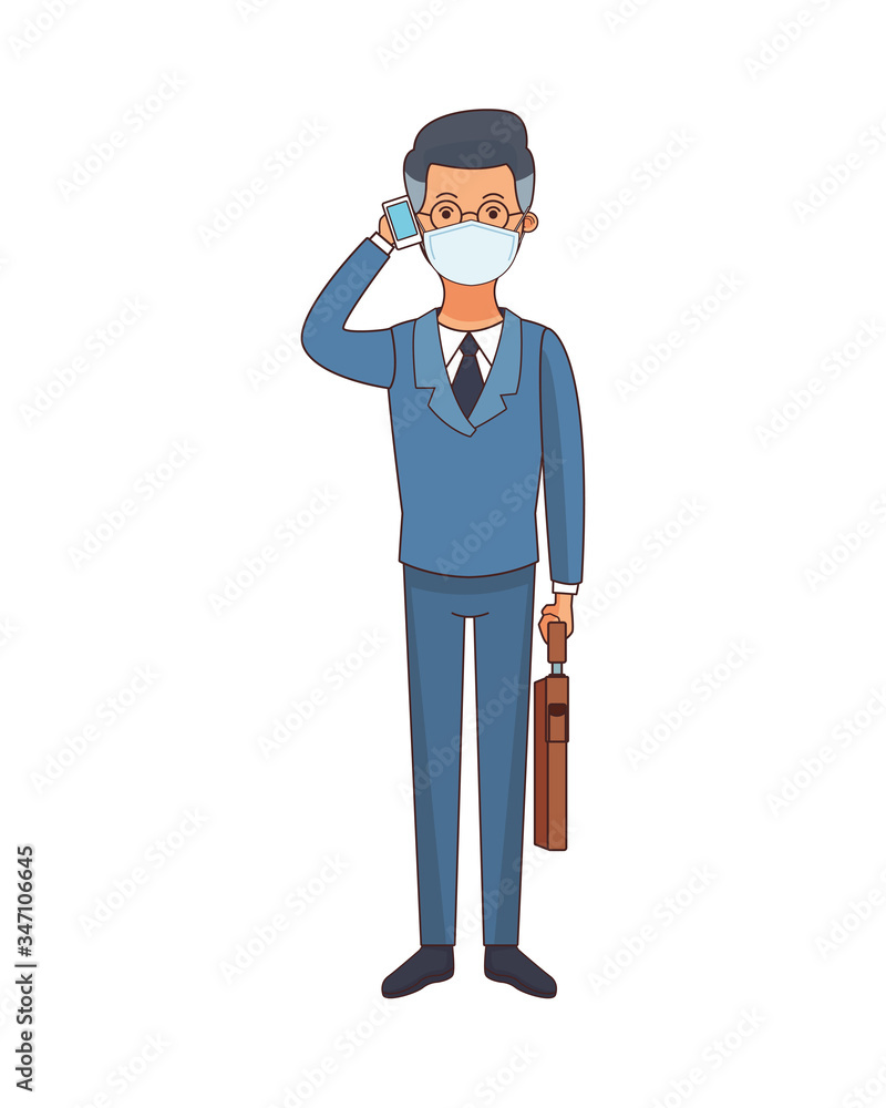 businessman worker profession using face mask