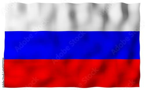 Waving flag of the Russian Federation. The National. State symbol of the Russia. 3D illustration
