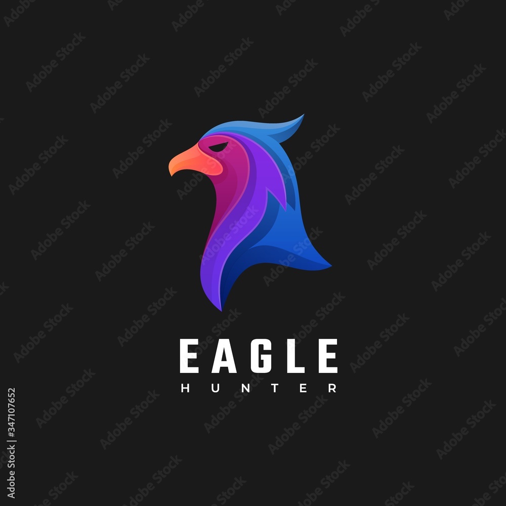 Naklejka premium Vector Logo Illustration Eagle Gradient Colorful Style.