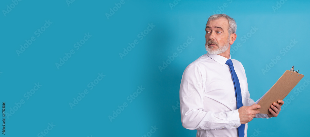 isolated adult business man with documents looking back isolated adult business man with documents looking back