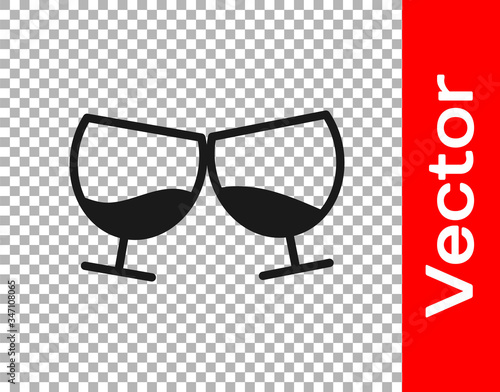 Black Glass of cognac or brandy icon isolated on transparent background.  Vector Illustration