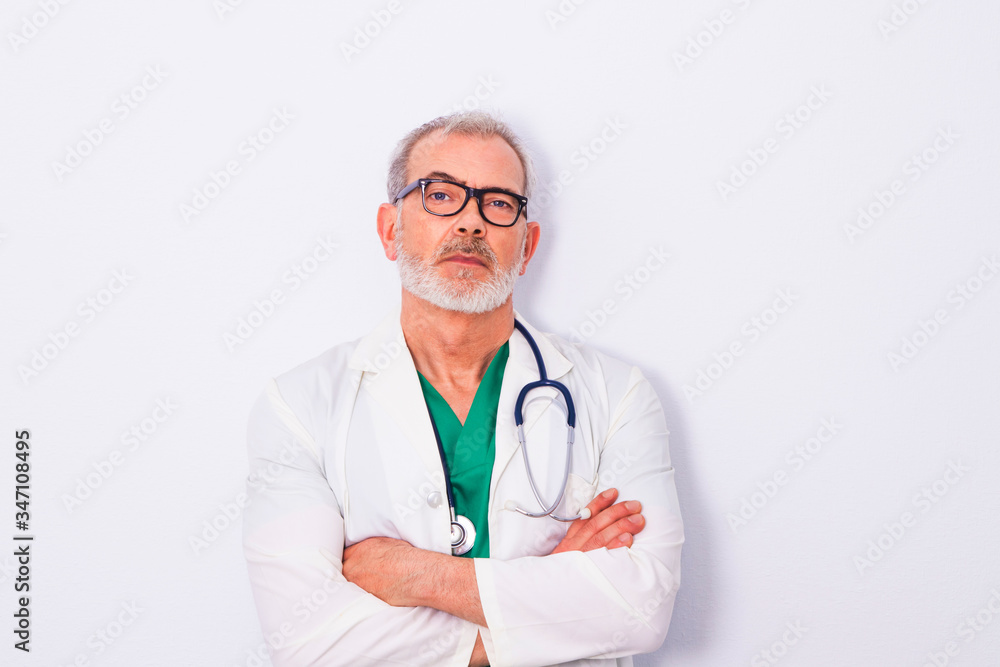 doctor with work clothes and stethoscope isolated on white background doctor with work clothes and stethoscope isolated on white background
