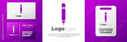 Logotype Pencil with eraser icon isolated on white background. Drawing and educational tools. School office symbol. Logo design template element. Vector Illustration