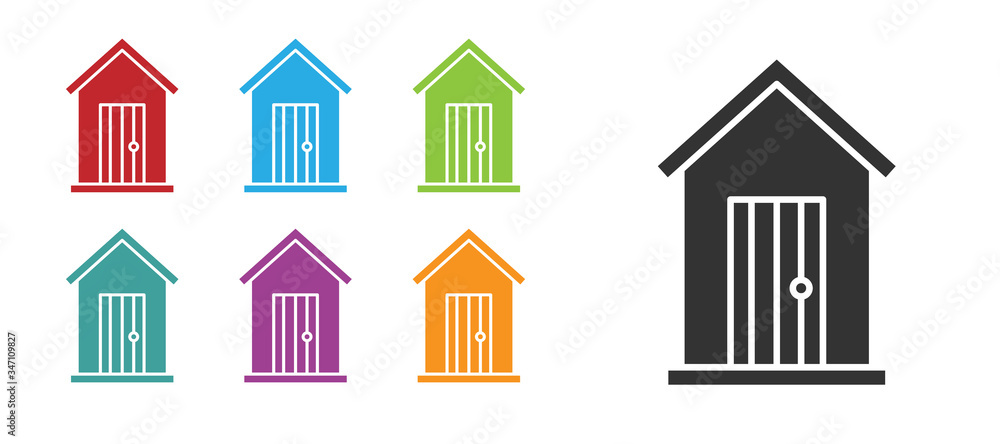 Black Farm house icon isolated on white background. Set icons colorful. Vector Illustration
