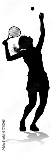 A tennis player woman female sports person in silhouette