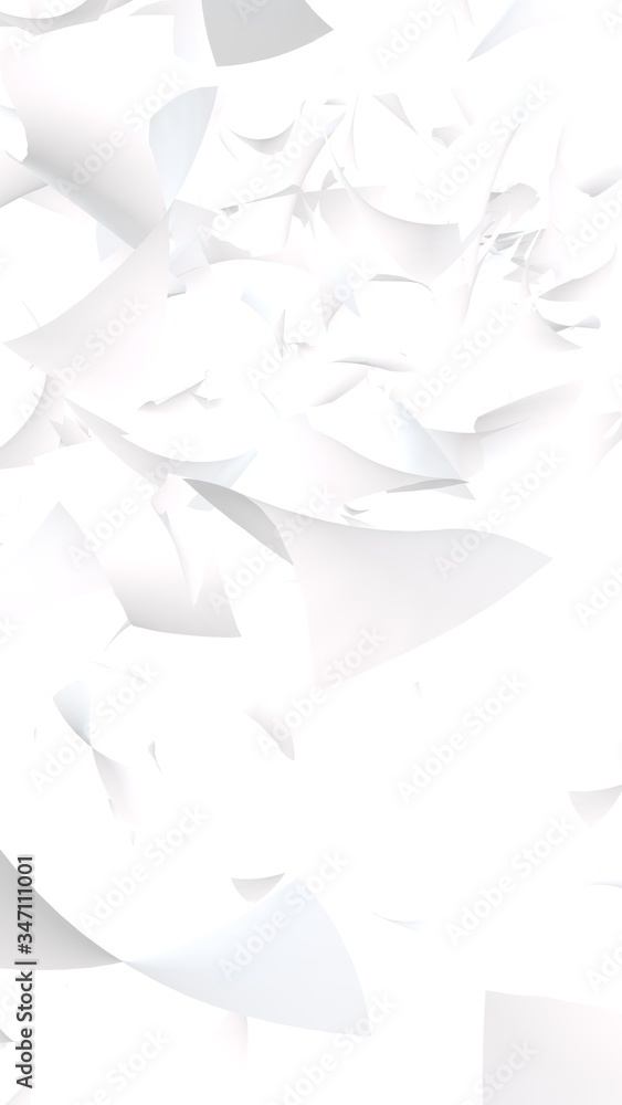 Flying sheets of paper isolated on white background. Abstract money is flying in the air. Vertical orientation. 3D illustration Flying sheets of paper isolated on white background. Abstract money is flying in the air. Vertical orientation. 3D illustration