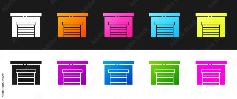 Set Garage icon isolated on black and white background. Vector Illustration Set Garage icon isolated on black and white background. Vector Illustration