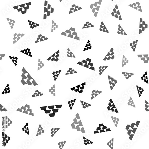 Black Gold bars icon isolated seamless pattern on white background. Banking business concept.  Vector Illustration