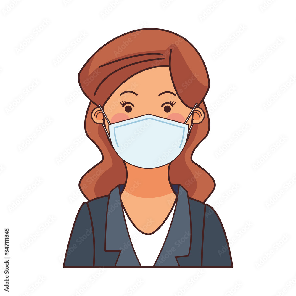 businesswoman worker profession using face mask