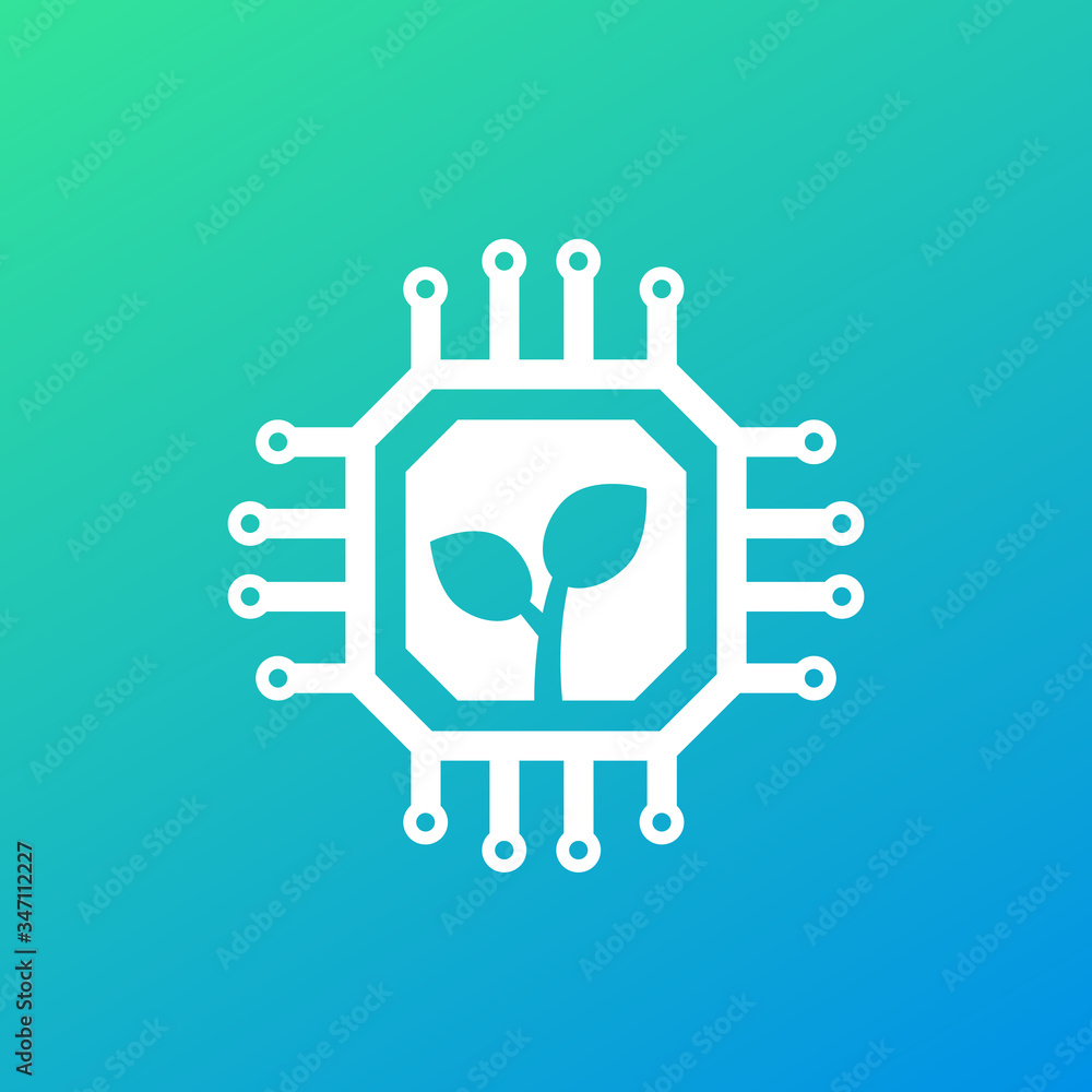 green technology icon with chipset green technology icon with chipset