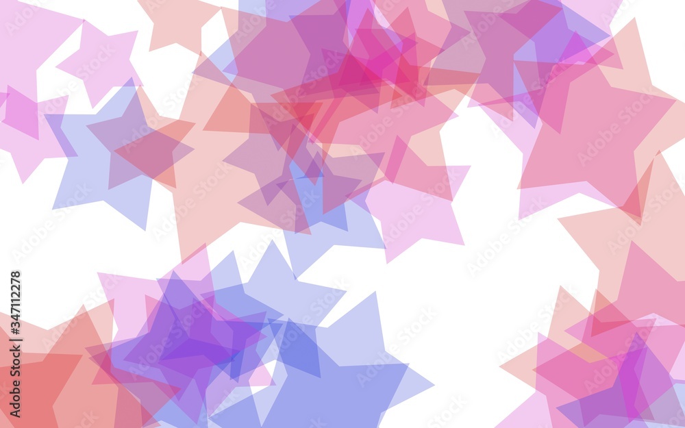 Multicolored translucent stars on a white background. Red tones. 3D illustration Multicolored translucent stars on a white background. Red tones. 3D illustration