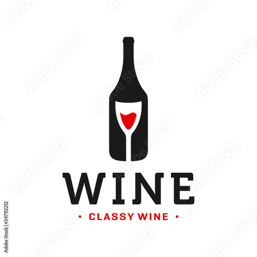wine bottle and glass logo