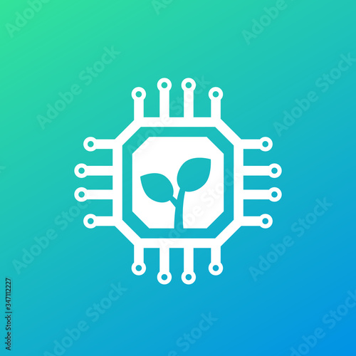 green technology icon with chipset