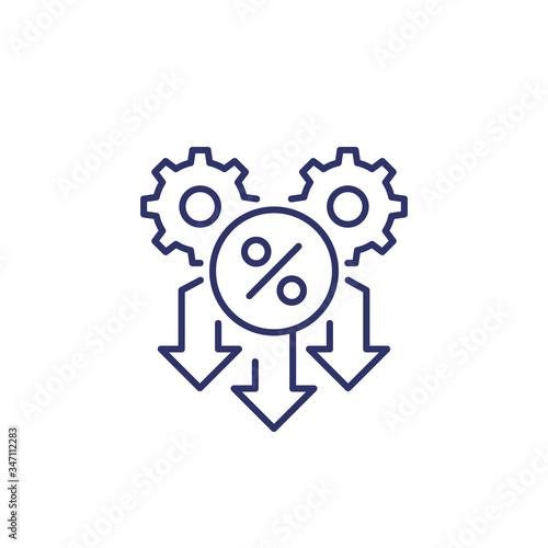 percent down, rate reducing line icon