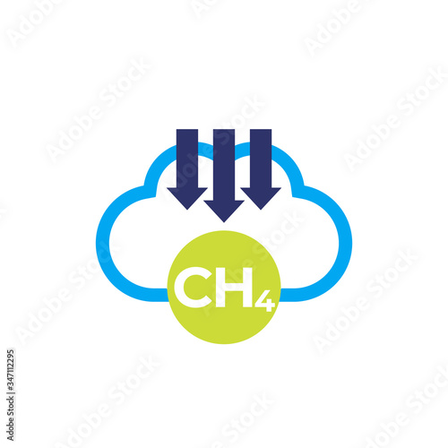 reduce methane emissions, CH4 vector icon