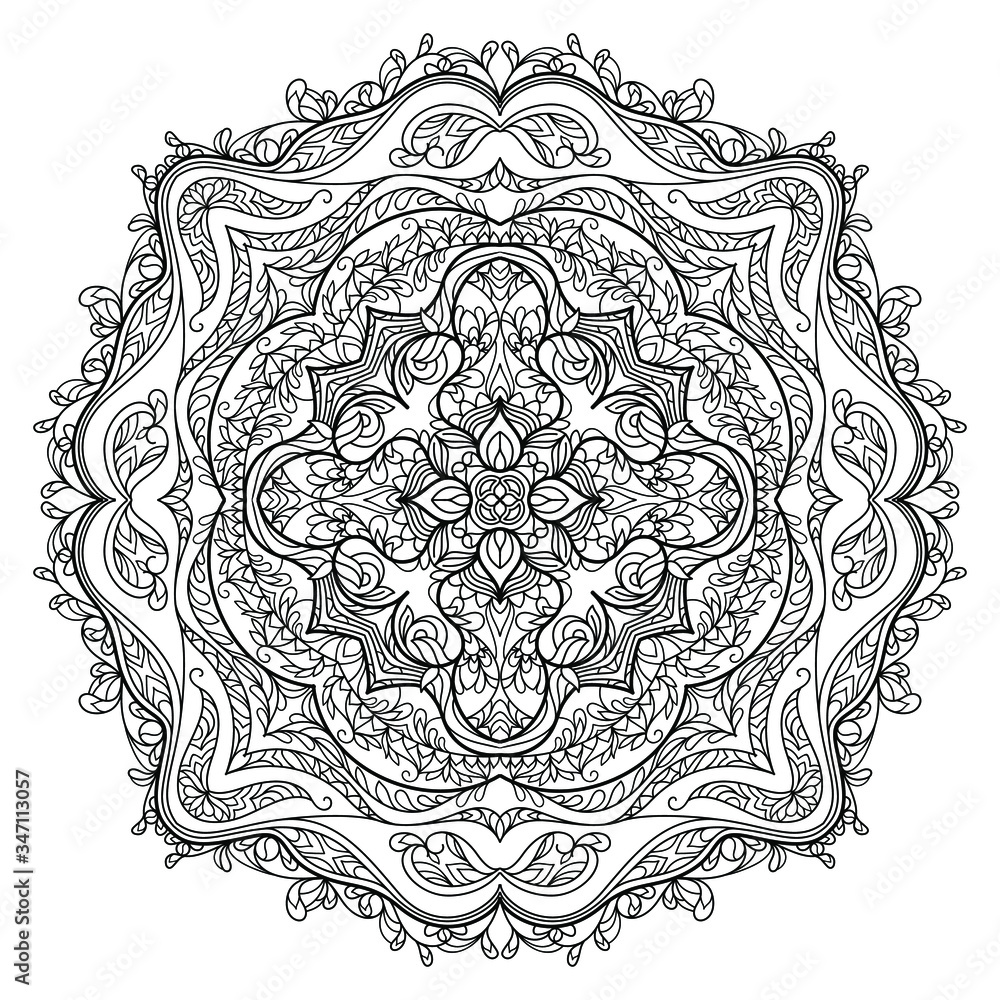 Zentangle coloring page mandala Stock Vector | Adobe Stock