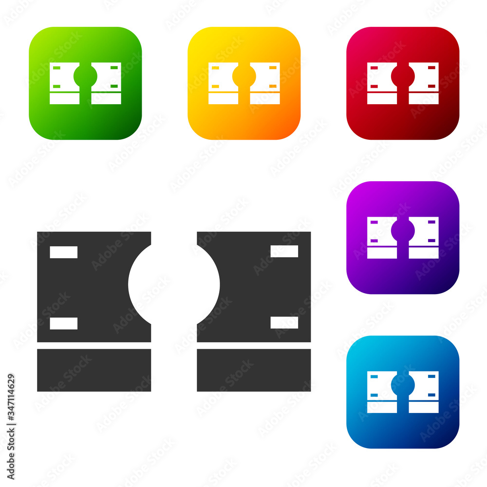 Black Stacks paper money cash icon isolated on white background. Money banknotes stacks. Bill currency. Set icons in color square buttons. Vector Illustration Black Stacks paper money cash icon isolated on white background. Money banknotes stacks. Bill currency. Set icons in color square buttons. Vector Illustration