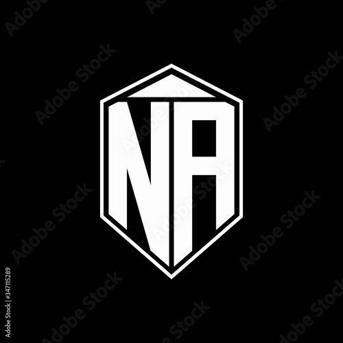 NA logo monogram with emblem shape combination tringle on top design template