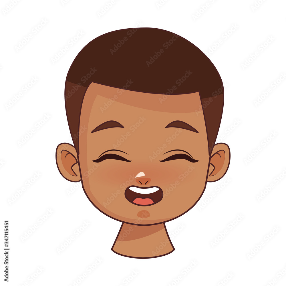 happy young afro boy head character happy young afro boy head character