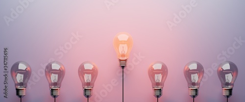 Standing out idea lightbulb concept, room for text