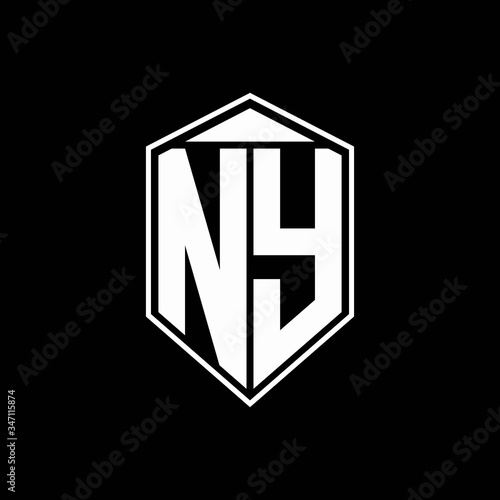 NY logo monogram with emblem shape combination tringle on top design template