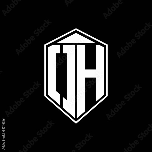 OH logo monogram with emblem shape combination tringle on top design template