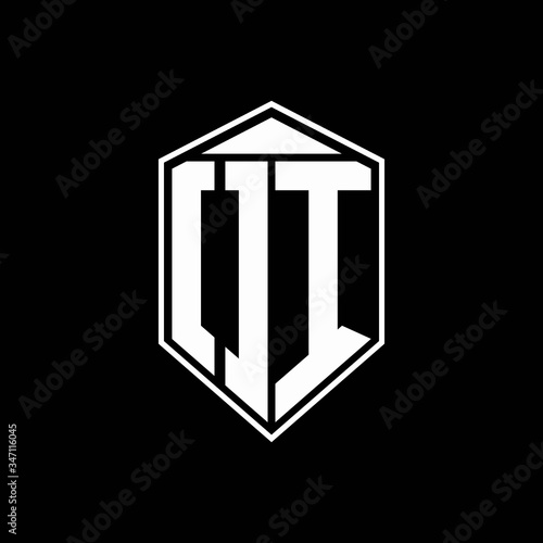 OI logo monogram with emblem shape combination tringle on top design template