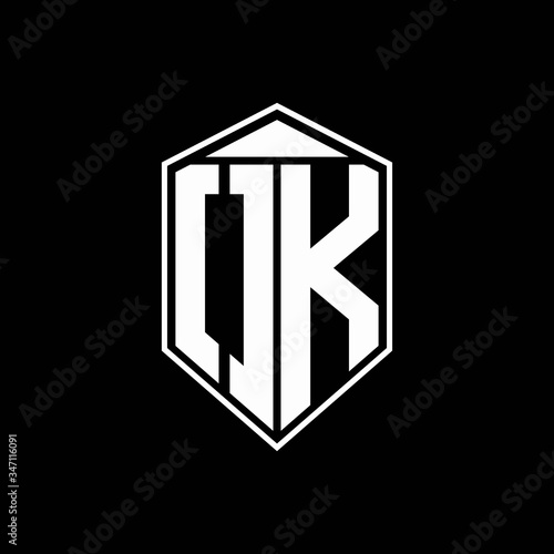 OK logo monogram with emblem shape combination tringle on top design template