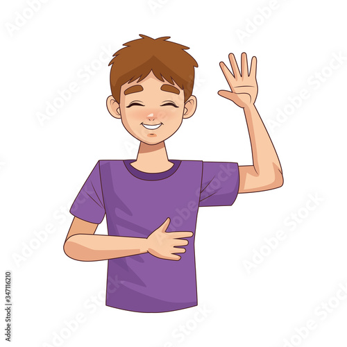 happy young boy teenager character