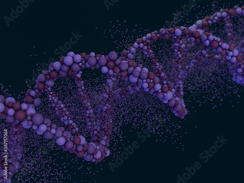 DNA chain. Abstract background. Genetics and medicine concept. 3D rendering