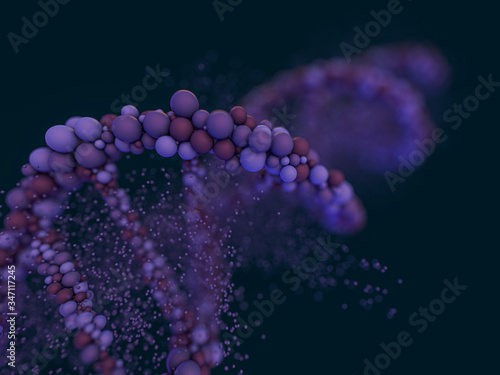 DNA chain. Abstract background. Genetics and medicine concept. 3D rendering