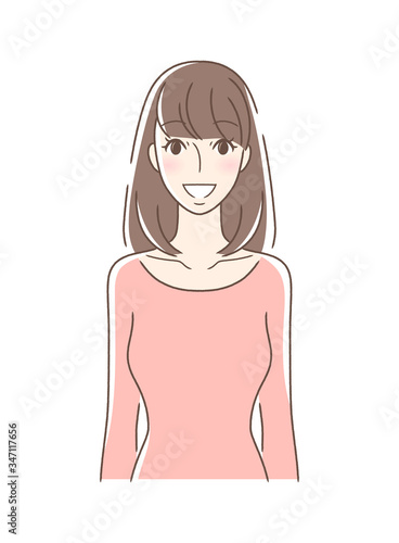 笑顔で正面向きの女性