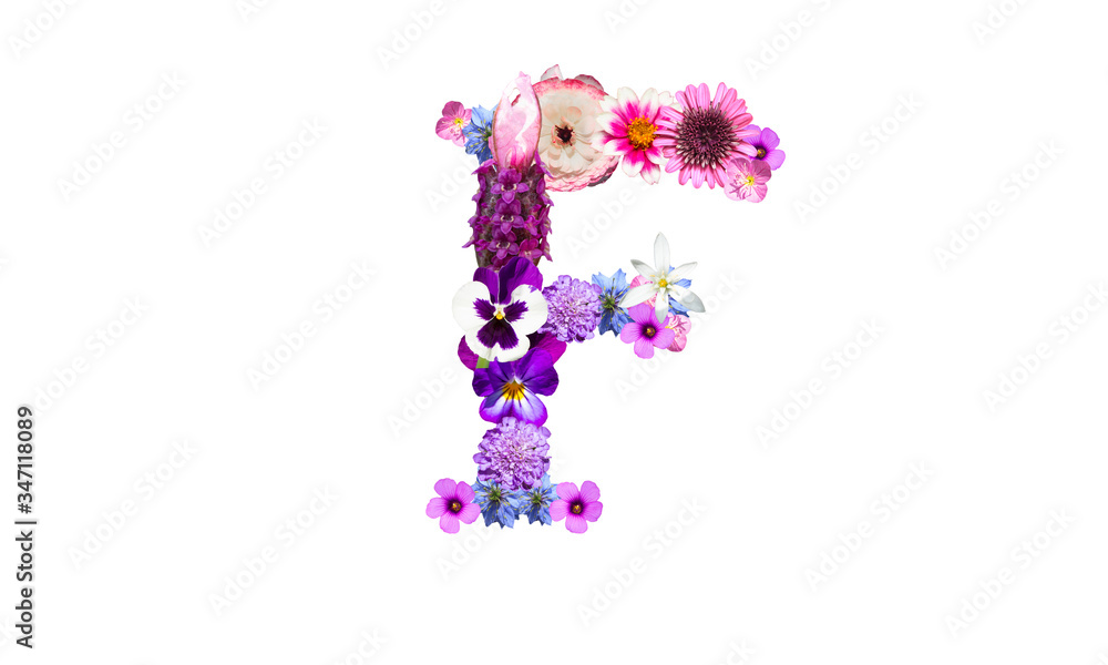 花で装飾されたアルファベットのf 花文字 花フォント Stock 写真 Adobe Stock